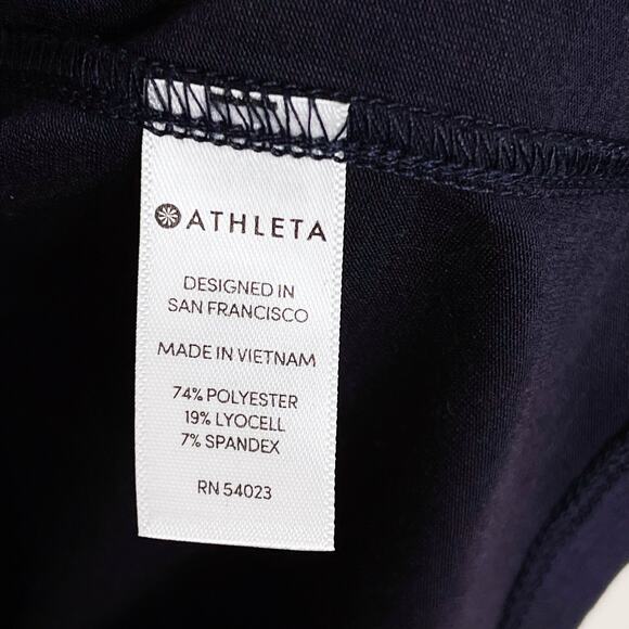 Athleta Encore Tee Ruched Open Back Navy Blue Short Sleeve XSmall XS Crew Neck - Picture 7 of 10